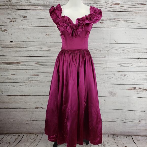 Gunne Sax by Jessica McClintock Magenta Victorian Formal Prom Dress Size 5 - Picture 1 of 16